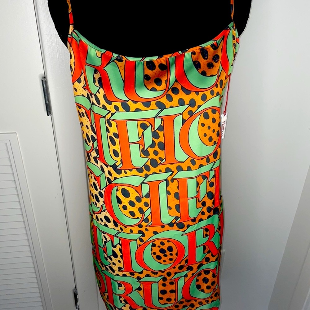Fiorucci Cheetah Print Slip Mini Dress Size XL